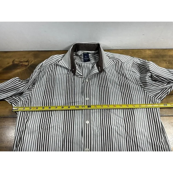 Tailorbyrd Mens Size Large Stripe Long Sleeve Button Down Shirt 2-Ply Yarn - Picture 4 of 12
